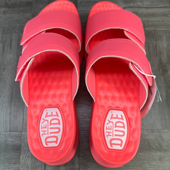 Hey Dude Delray Slide Mono Women 11 Electric Pink NEW Platform Sandals 41761-6QQ - Picture 6 of 8